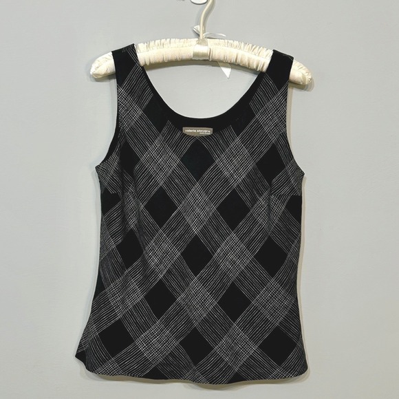 Valerie Stevens Tops - Valerie Stevens Tank Top Women 4 Black Excellent Pure Linen Plaid Sleeveless